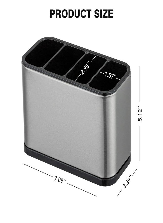 F4FIVE Stainless Steel Spoon Stand for Kitchen Countertop, Rustproof Cutlery Organizer for Spoons, Forks, Knives & Spatula, Durable Non-Slip Storage Rack (SILVER, Steel Spoon Stand) - Image 3